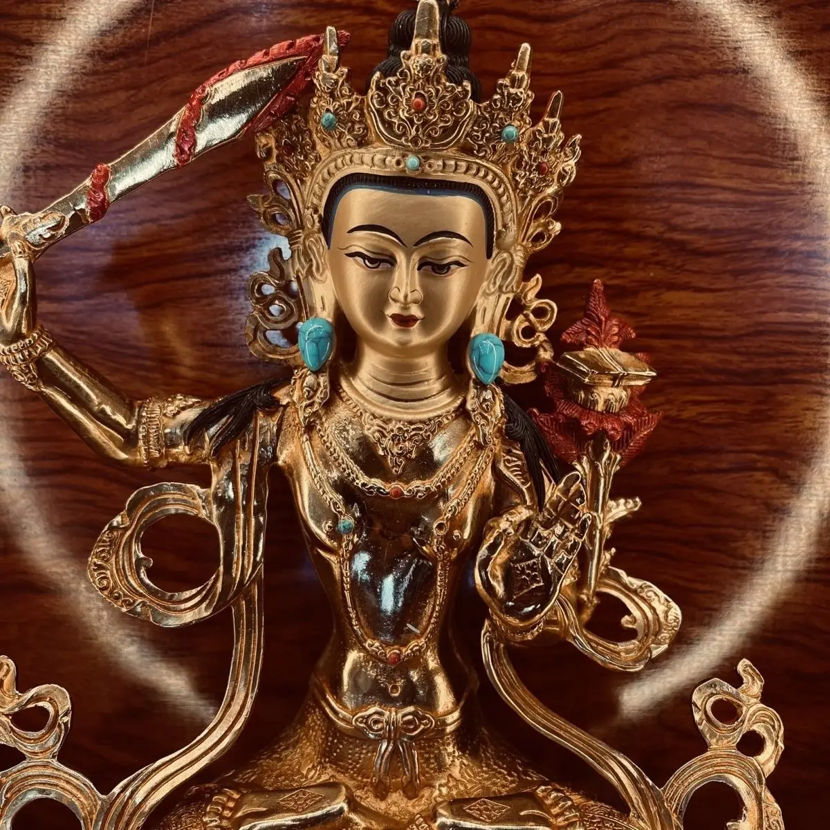 Manjushri Buddha pure copper Tibetan craftsmanship one foot traditional Buddha statue ornament