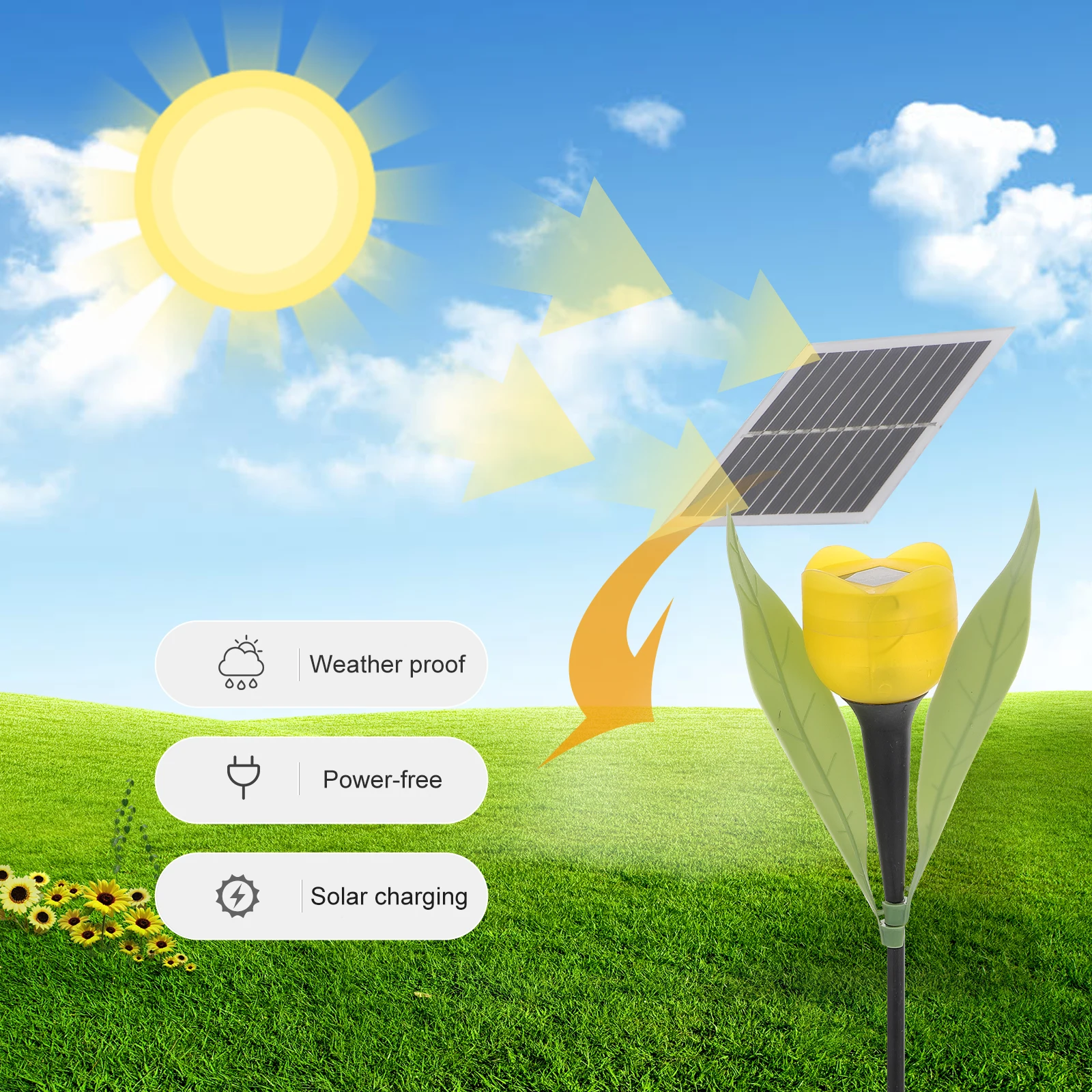 

3PCS Solar Tulip Lights for Garden Decoration Waterproof LED Phalaenopsis Flower Ground Plug Outdoor Solar Power Lamp