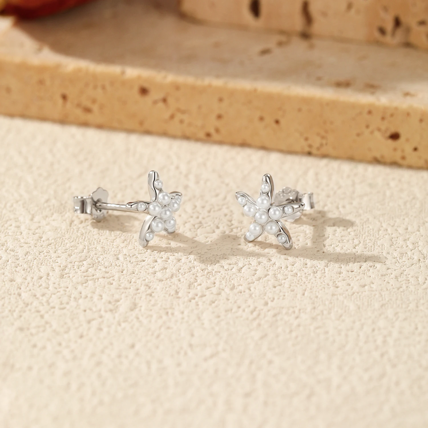 موديان 925 فضة أنيقة كريستال اللؤلؤ الأذن ترصيع حساسة نجم البحر وأقراط للنساء غرامة مجوهرات هدايا #5