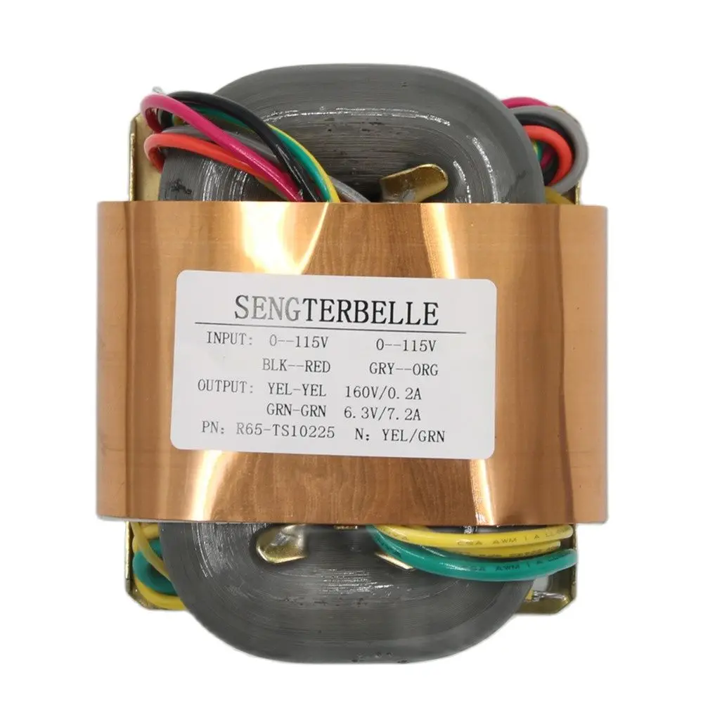 R65-TS10225 80W R Core Pure Copper Power Transformer 160+6.3V/7.2A For Tube Amplifier Audio Home Sound