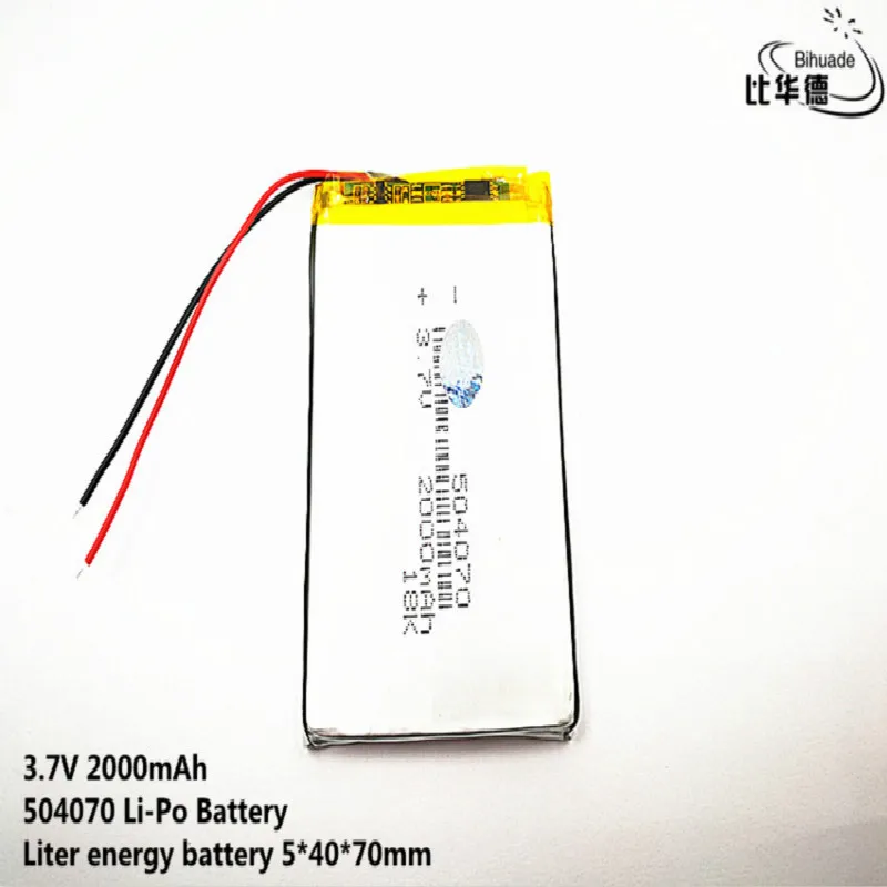 10pcs Liter energy battery Good Qulity 3.7V,2000mAH,504070 Polymer lithium ion / Li-ion battery for TOY,POWER BANK,GPS,mp3,mp4