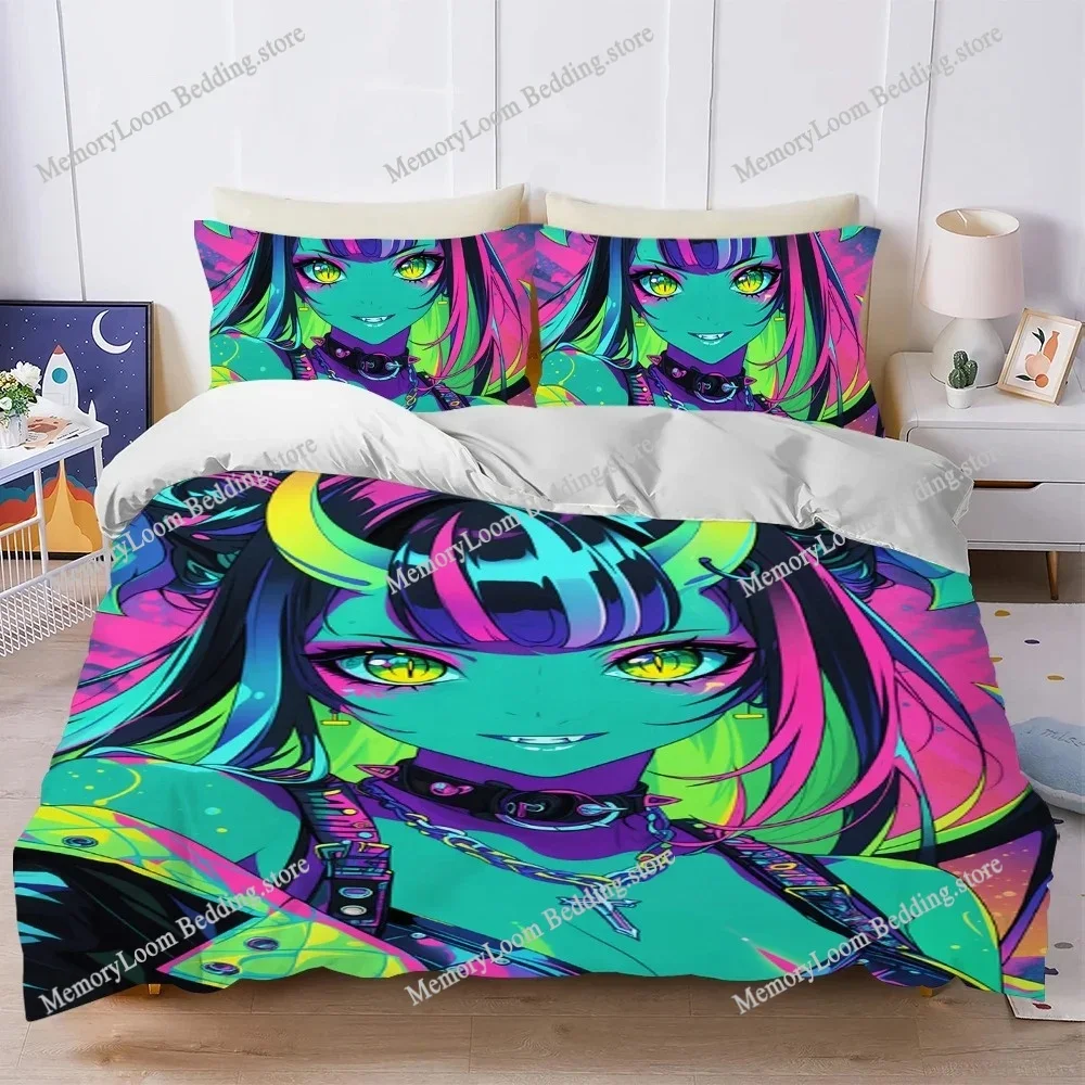 

Anime Girl Fashion Duvet Cover Set Home Style Bedding Soft Laundry Cotton Bed Student Dormitory Gift Home Textileextile