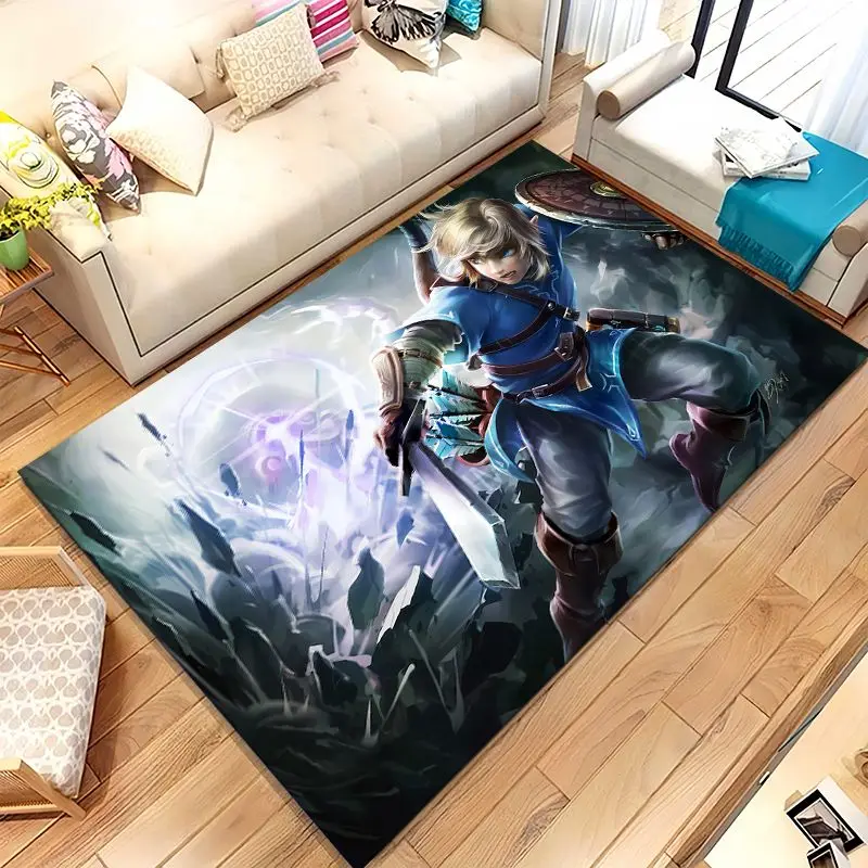 Classic Game Z-Zelda Hylian Crest Link Non-Slip Large Area Rug for Living Room,Bedroom Playroom Carpet Mat for Sofa,Home Decor