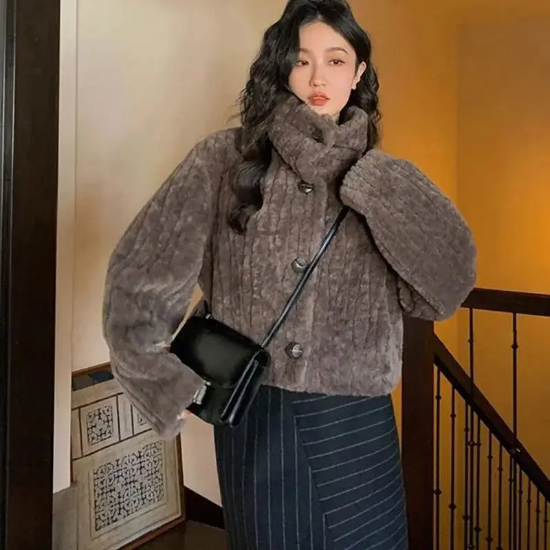 

Rimocy Winter Warm Women's Faion Korean Sle Lambswool Coat Svel Vest Top Quali Woolen Clothing for Ladies