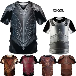 Summer New Men's Medieval Style Hero Armor 3D Printing T-shirt Men's Sweatshirt Halloween Cosplay Costume Men's Armor