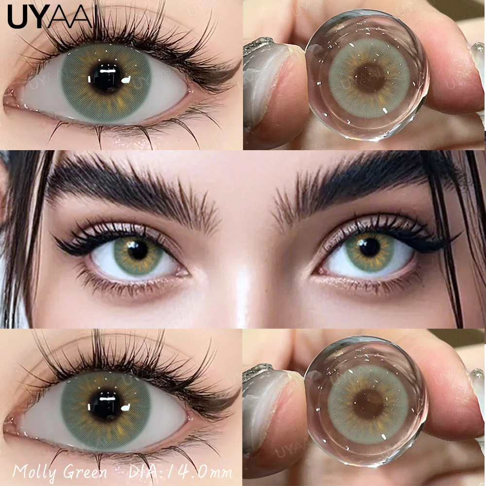 Lentes UYAAI Lentes de contato coloridas Lentes de aparência natural Mulheres Beleza Alunos coloridos Lentes de contato verdes Lentes de contato pretas