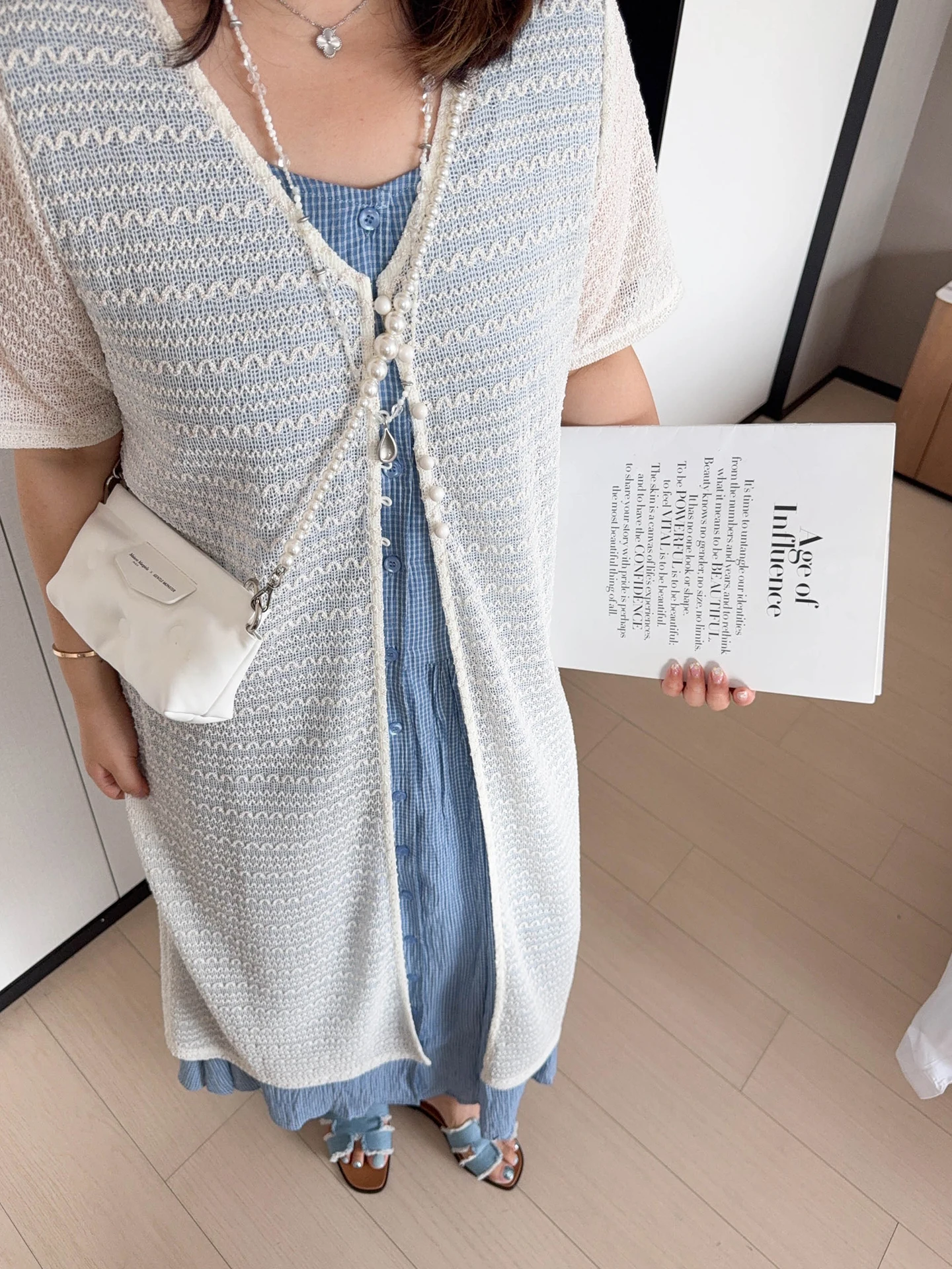 

VOGANA Large Size Women's Summer Lightweight Breathable Loose Midi Dr Cover up Korean Sle Commute Hollow out Design