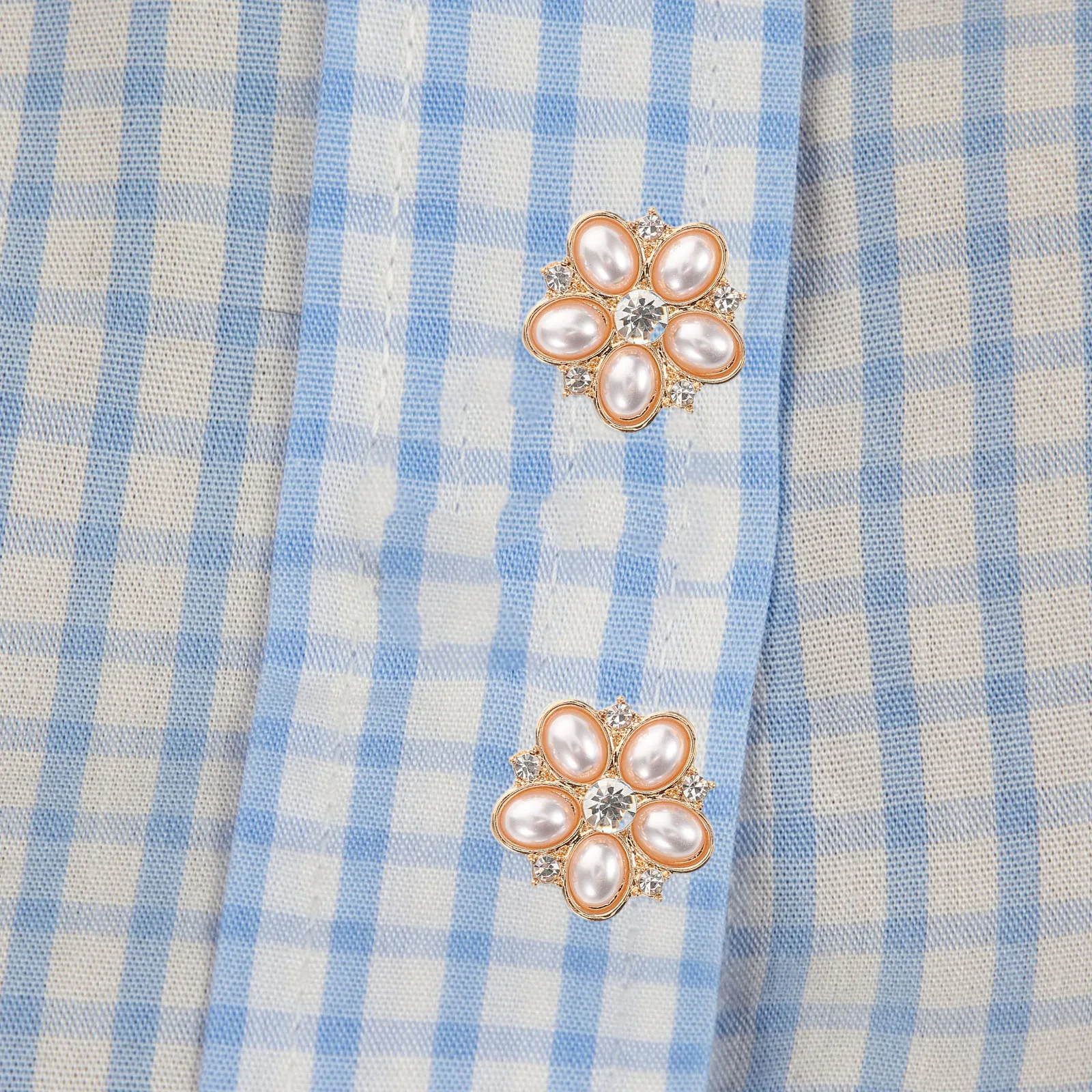

2Pcs Faux Pearl Cufflinks Rhinestone Button Covers Women Shirts Dresses Quick Easy Application Gift Cuff Buttons