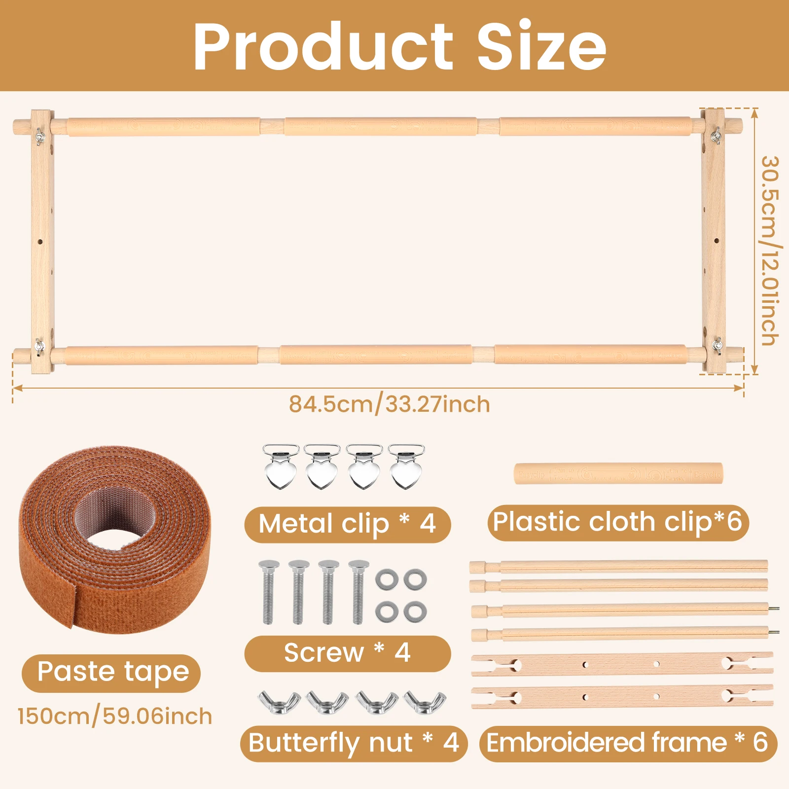 Picture 7: Adjustable Embroidery Scroll Frame Wooden Cross Stitch Scroll Frame Rotated Needlepoint Embroidery Tapestry Scroll Frame