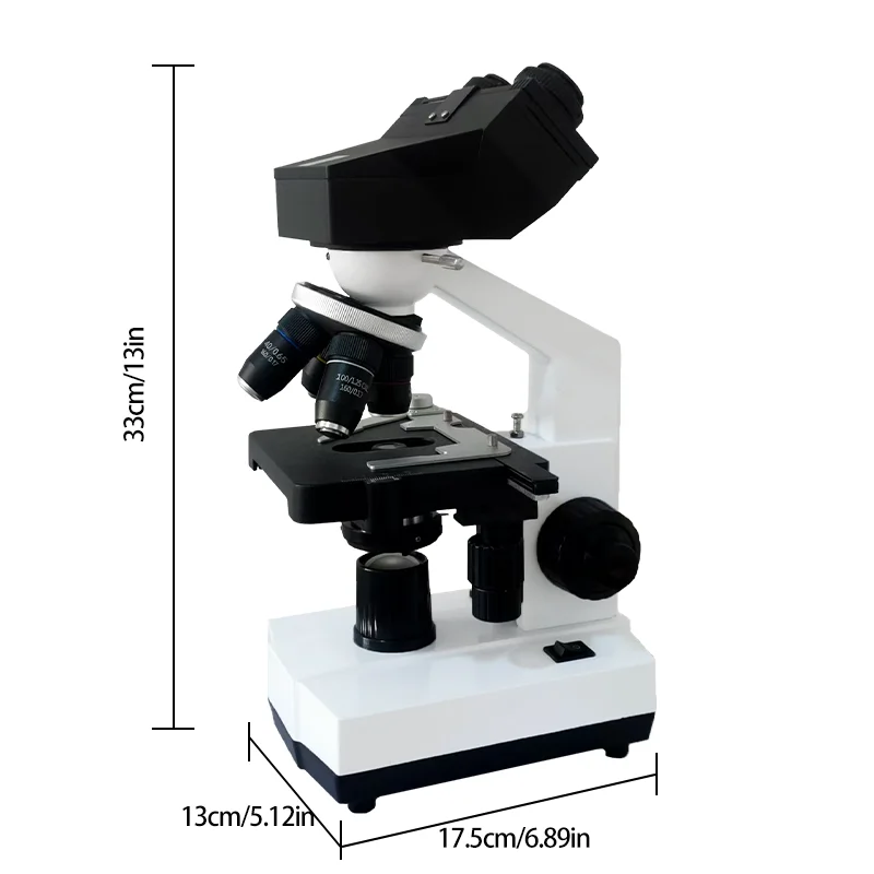 40X-2500X Magnification Binocular Compound Microscope with 195 Objectives & Mechanical Stage for Lab Education Medical Use