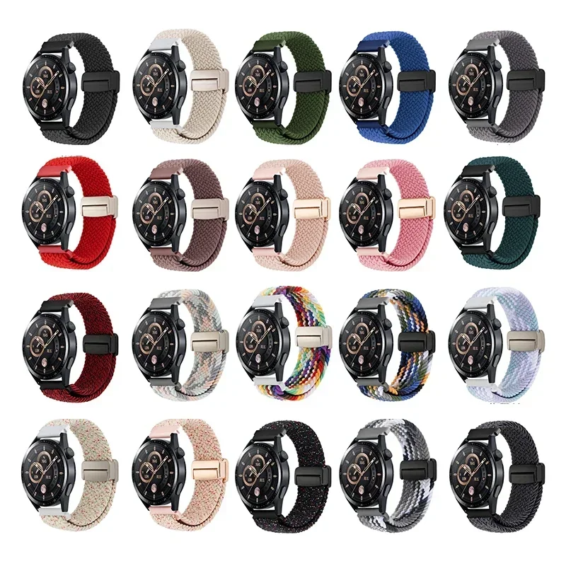 20mm 22mm Magnetic Braided Loop Nylon Strap For Huawei Watch 4/3/GT5 Pro-4-3-2-2e Samsung Watch 7 6 5 4 3 Gear S3 Active 2 Band image 6