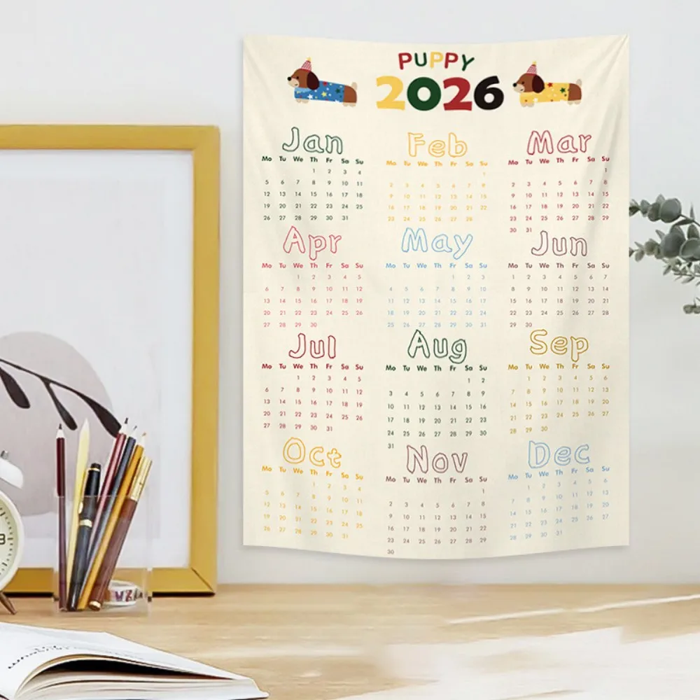 VIKAMA 2026 Calendar Tapestry Wall Hanging - Bedroom and Living Room Wall Decoration, Beautiful Room Decoration