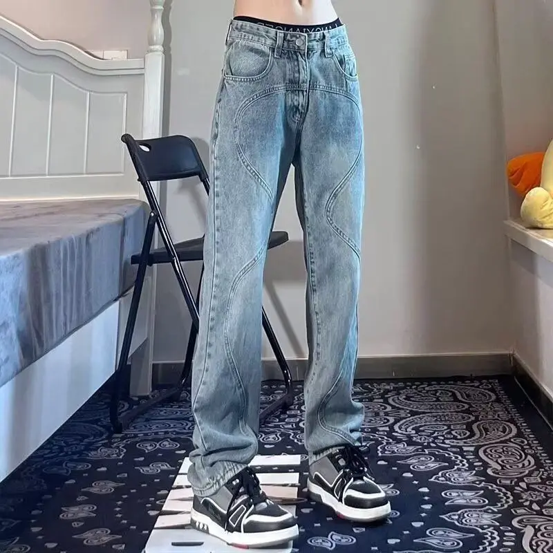 

Washed Vintage Women's Jeans High Waist Straight Leg Summer Design Slimming Wide Leg Pants Casual Comfortable Cotton Blend