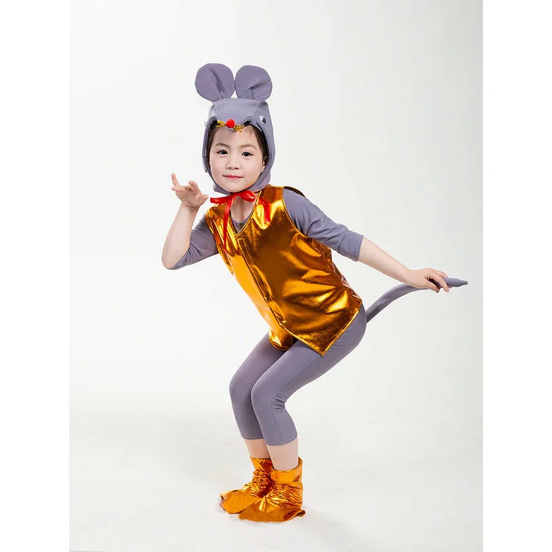 gray mouse costume for children mouse cosplay festive dance costumes animal cosplay costumes for kids kindergarten performance