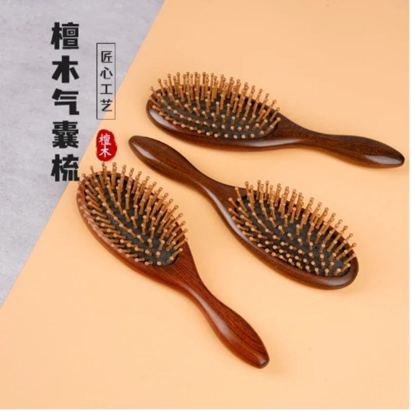 빗 Golden Silk Green Sandalwood Air Bag Comb Air Cushion Anti Static Massage Wood Comb Curly Hair Comb Brush Hair Curly Hair