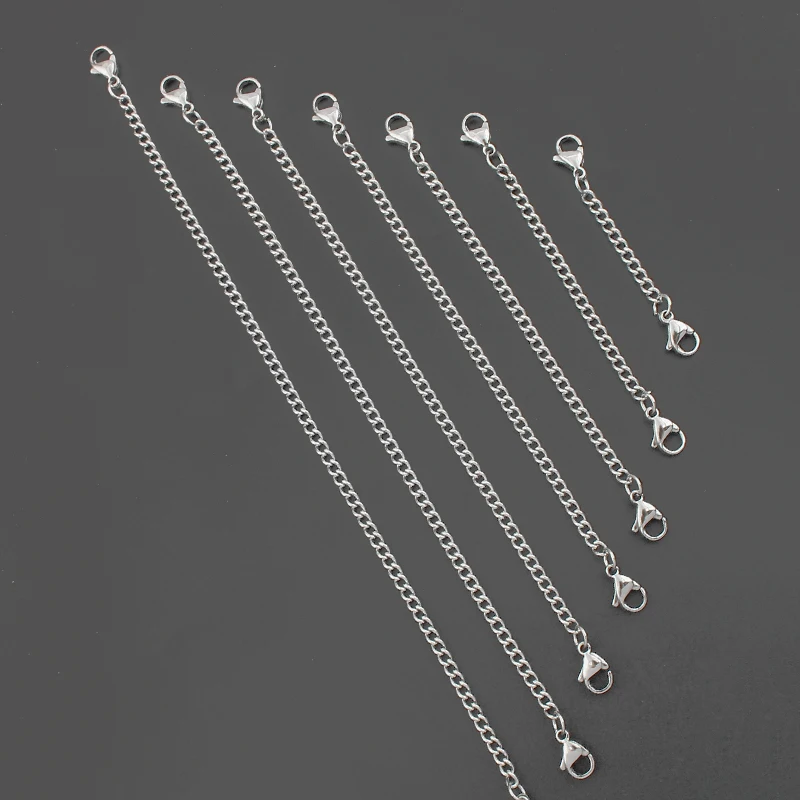 5Pcs Stainless Steel Extension Chain Two End Lobster Clasp Tail Connector For DIY Necklace Bracelet Jewelry Making Accessories