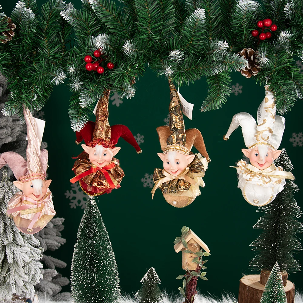 Elf Doll Head Clown Toy Christmas Pendant Ornaments Decor Elf Decoration Navidad New Year Gifts For Kids