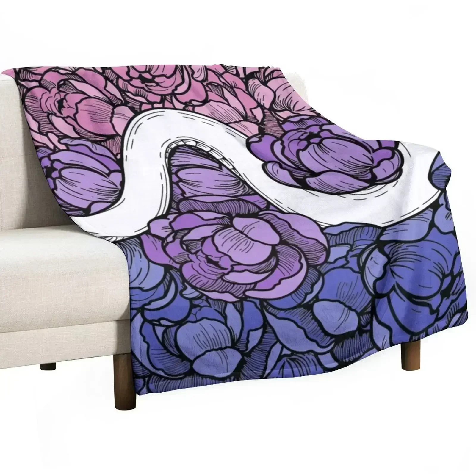 

Bisexual Pride Floral Snake Design Throw Blanket Sofa Quilt Winter beds Personalized Gift Soft Big Blankets