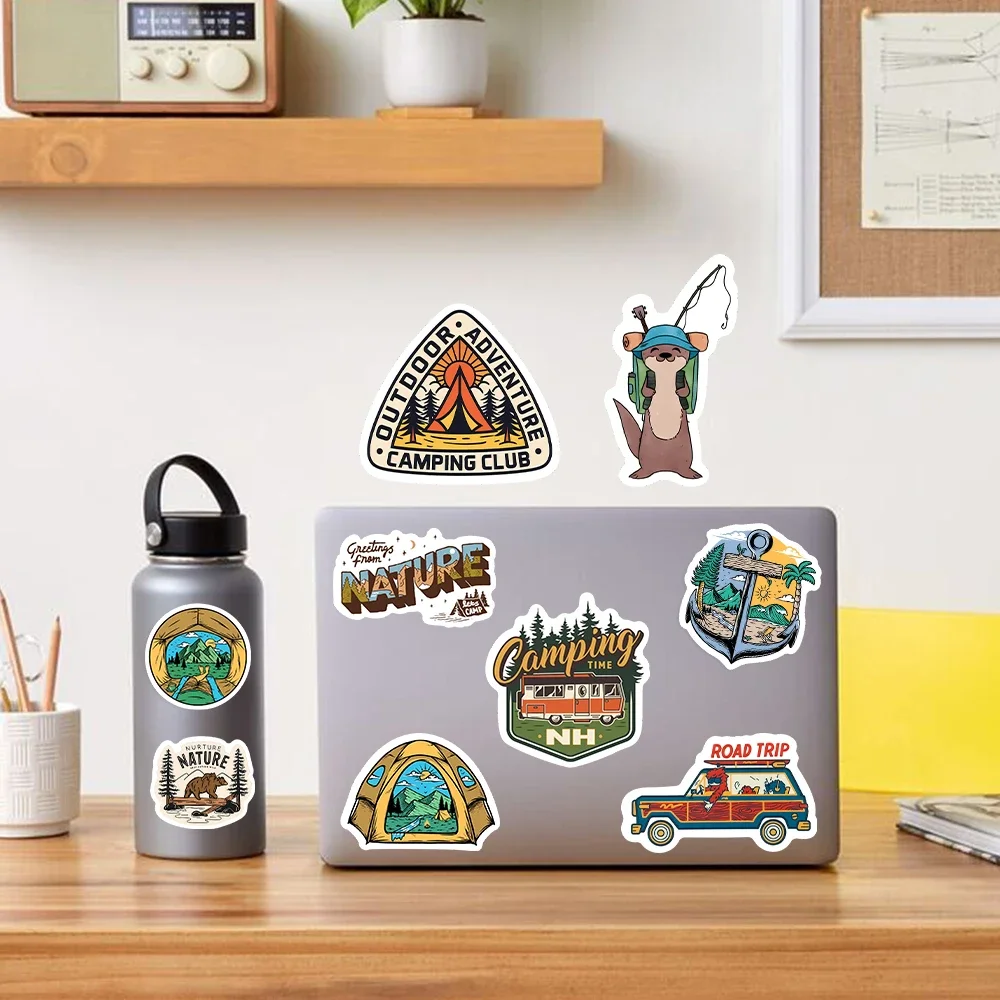 Outdoor Camping Stickers Forest Adventure DIY Toy Decorative Graffiti Decal for Phone Luggage Laptop Bottle Scrapbook Waterproof