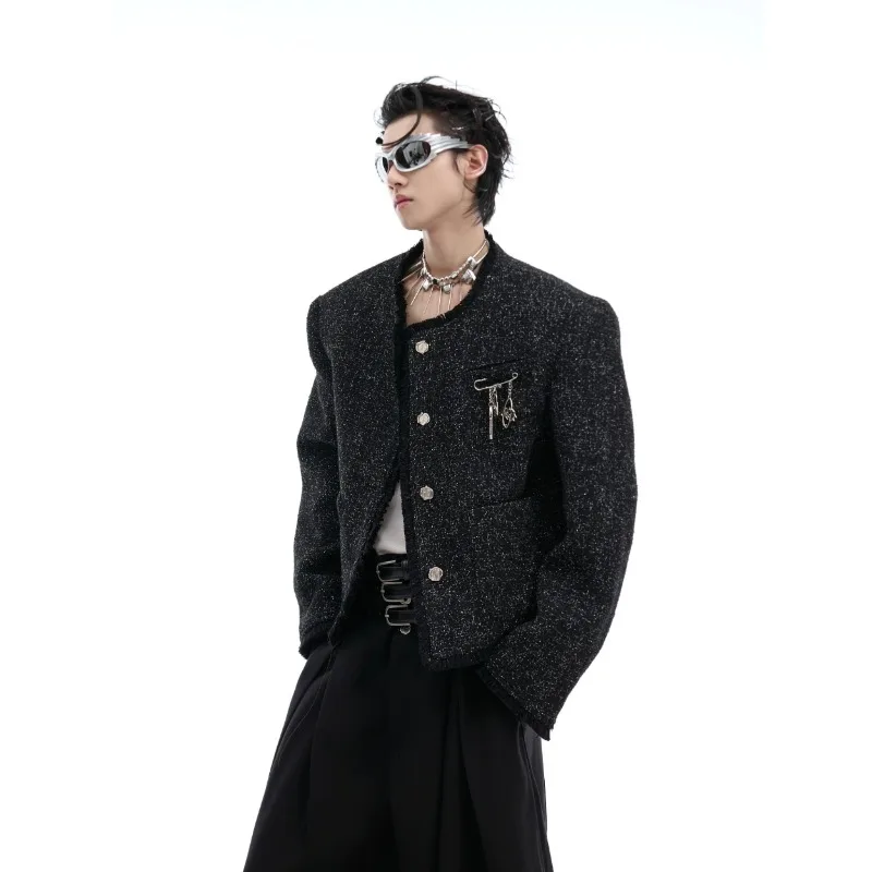 

Корейские простые универсальные стильные мужские куртки, весенне-осенние модные блестящие дизайнерские легкие роскошные индивидуальные пальто унисекс