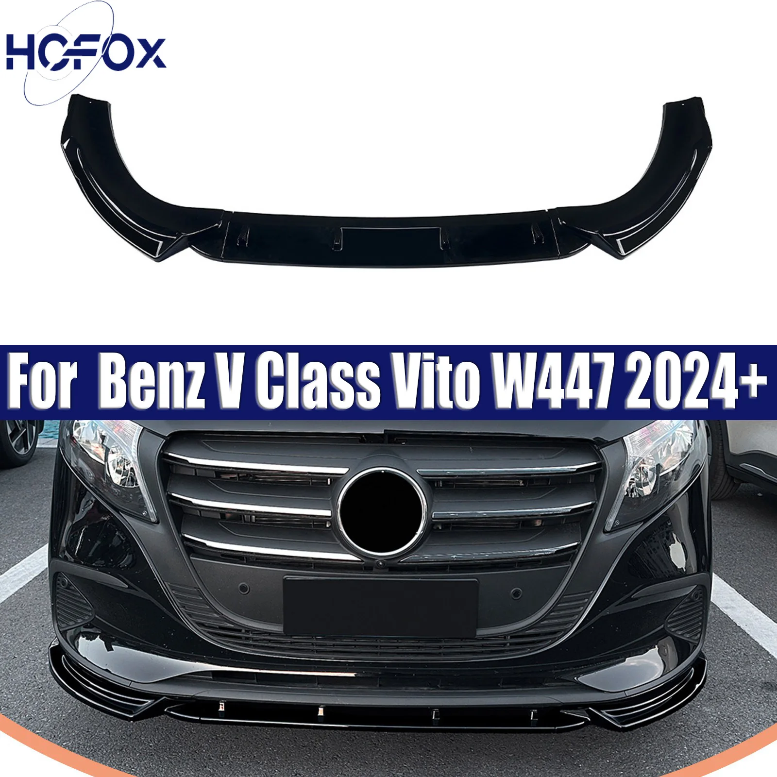 

Car Front Bumper Splitter Lip Diffuser Spoiler Body Kit Trim For Mercedes Benz V Class Vito W447 2024+