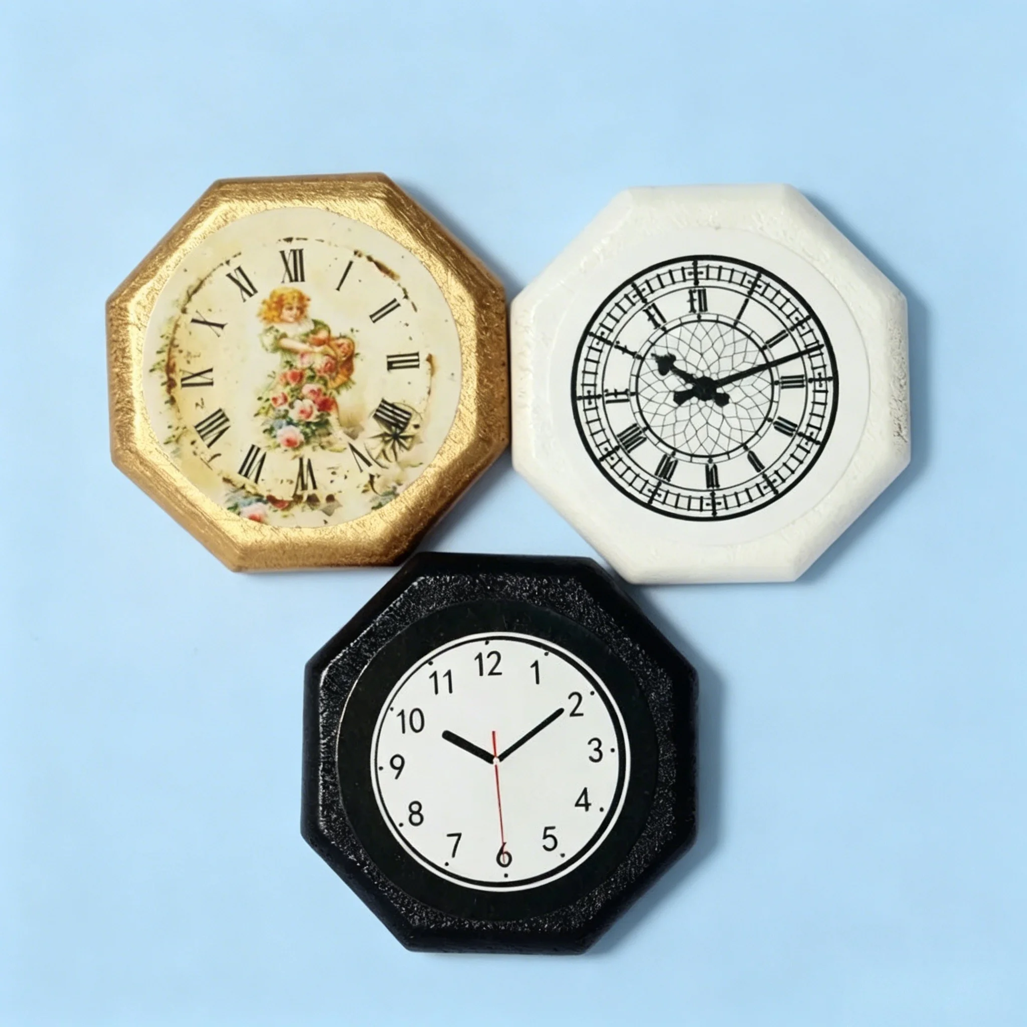Doll House Decor Accessories Multi Style Wall Clock Alarm Clock Miniatures, Pretend Living Room Furniture Ornaments