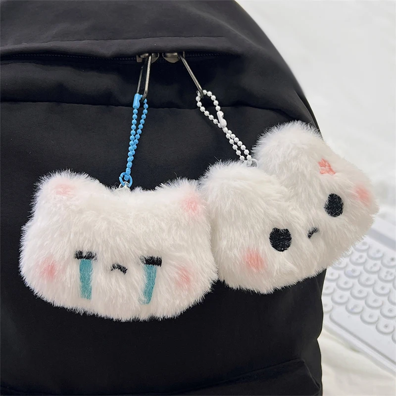 Lindo conejo colgante juguetes de peluche llavero de dibujos animados muñeco de peluche suave bolso escolar colgante llavero de coche encantos decoración regalo de cumpleaños