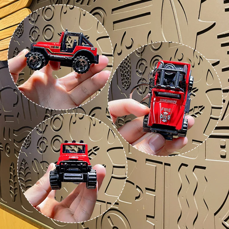 Key chain backpack pendant cartoon Jeep three-dimensional exquisite car wheels can move small gifts Retail Wholesale