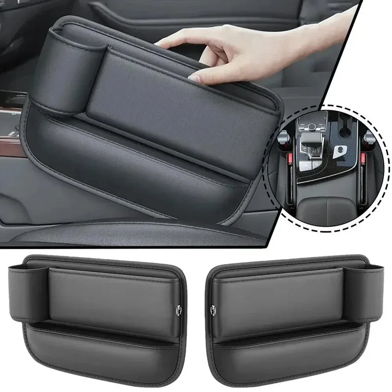 1PCS Lagerung Box Multifunktions Auto Sitz Lücke Füllstoff Auslaufsicher Lagerung Tasche Tasse Halter PU Leder Sitz Slot veranstalter Box ﻿