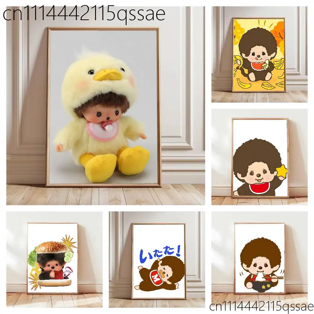 FOR M-Monchhichi Rolled Poster Cartoon Wall Art for Nursery Kid Room Playroom Cute Princes Painting Home Room Decor