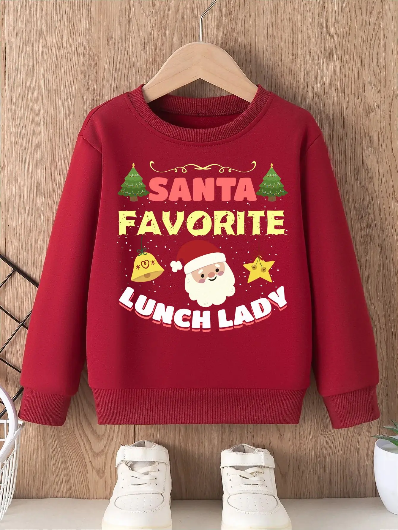 irls' Hoodless Sweatshirt with Christmas Snowflake, Santa Claus, Christmas Trees Bell Star Print Soft Comfortable Round Neck Top