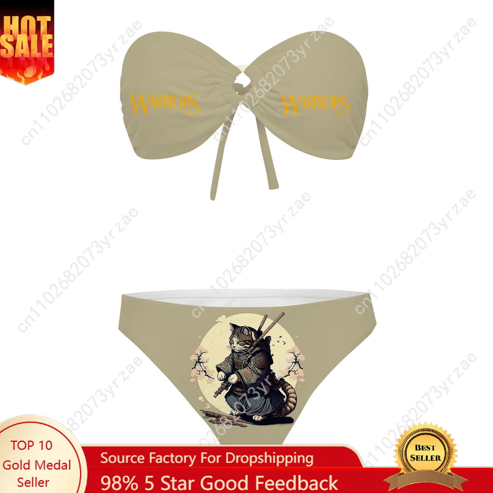 

Cat Warrior Strapless Swimsuit Womens Bathing Suits Fashion Personalized Swimwear Pool Party Sexy Bikini Customized Beachwear