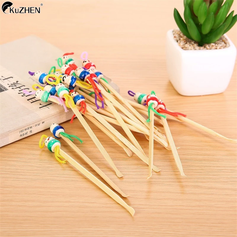 10pcs/lot Cartoons Cute Mini Doll Ear Picks Wood Bamboo Ear Picks Wax Remover Cleaner Ear Care Tool Random Color