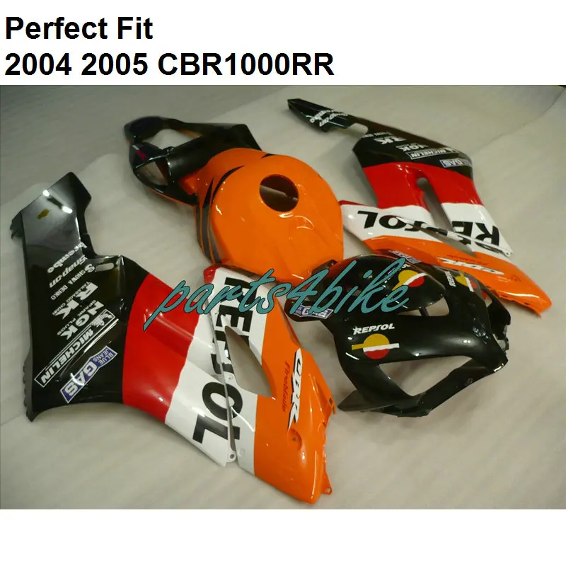 Bodywork kit for Honda fairings CBR 1000RR 2004 2005 orange black fairing kit CBR1000RR 04 05 +7 gifts NZ49