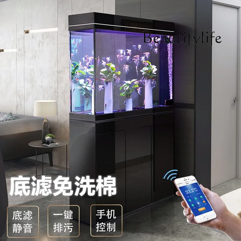 

X36 Fish Tank Living Room Floor-to-ceiling Household Ecological Water-free Glass New Bottom Filter Light Luxury Partition Aquari
