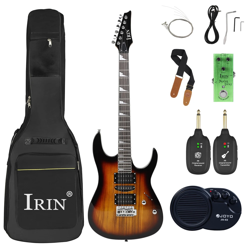 

IRIN 39 Inch 6 Strings Electric Guitar 24 Frets Maple Body Neck Electric Guitarra With Amp Pedal Wireless Transmitter Receiver