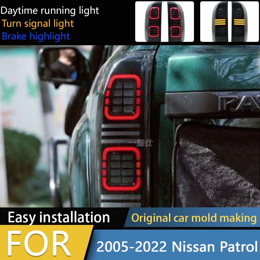 

Пара автомобильных задних фонарей в сборе для Nissan Patrol Y61 07-16 Светодиодные стоп-сигналы с проточной водой и мерцанием Plug and Play Задние фонари