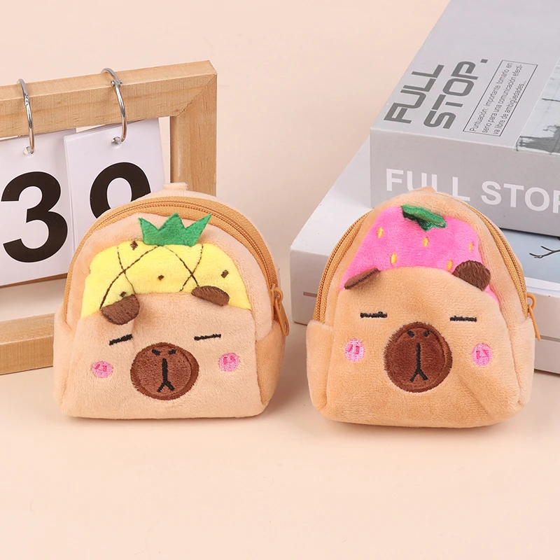 Cute Capybara Plush Wallet Cartoon Animal Coin Purse Portable Money Changer Pouch Earphone Storage Bag Birthday Gifts