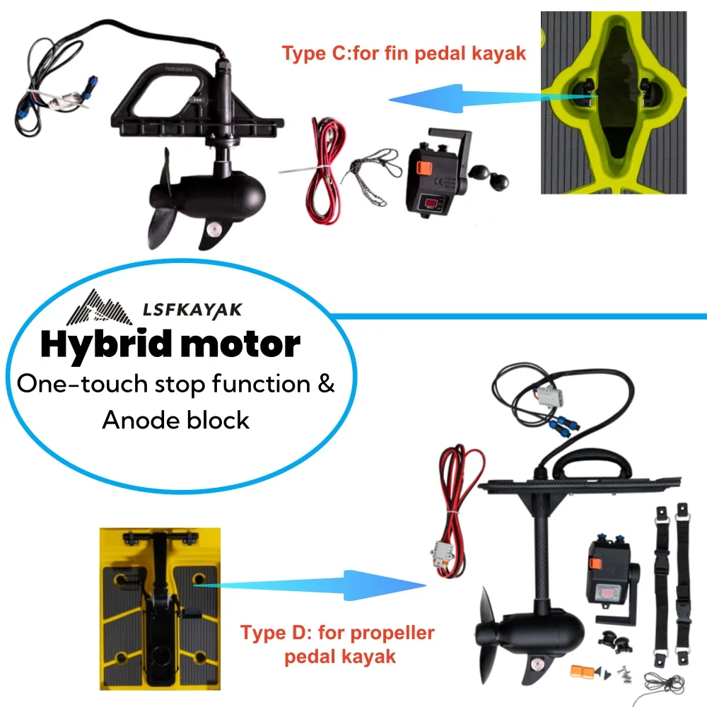 LSF Kayak New Upgraded Aluminum Brushless Hybrid Trolling Motor With One-Touch Stop Kayak Engine For Pedal Kayak