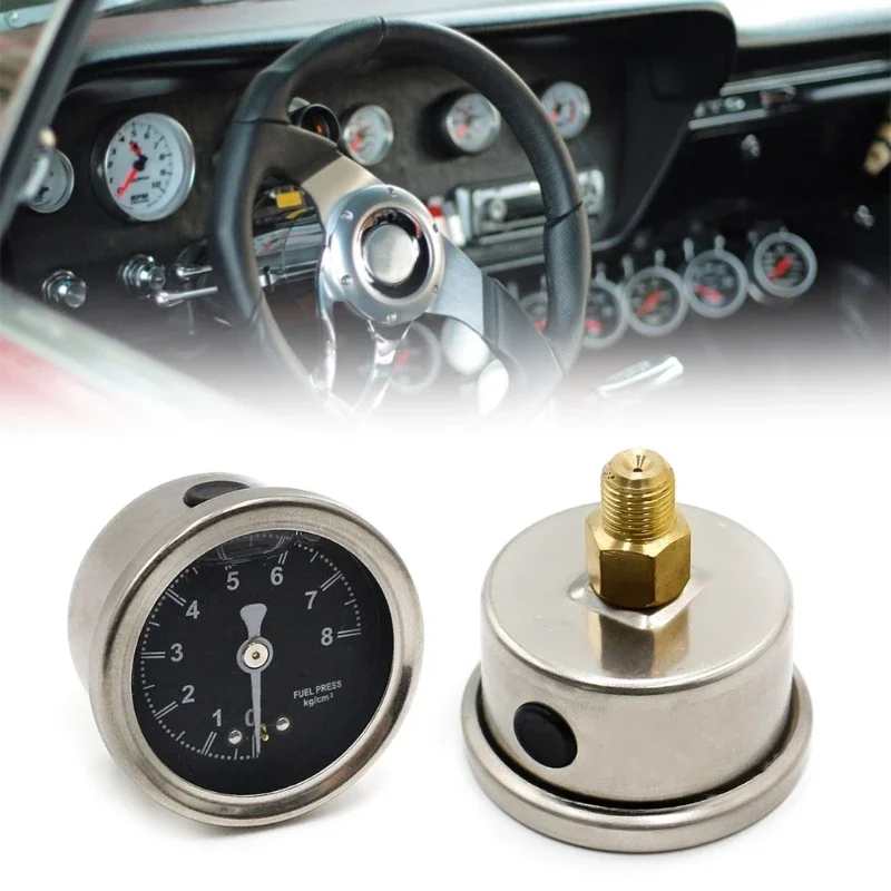 Pressure Gauges Refitting 12V Automobile Oil Pressure Instrument 0~8Bar Pointers Oil Pressure Gauges