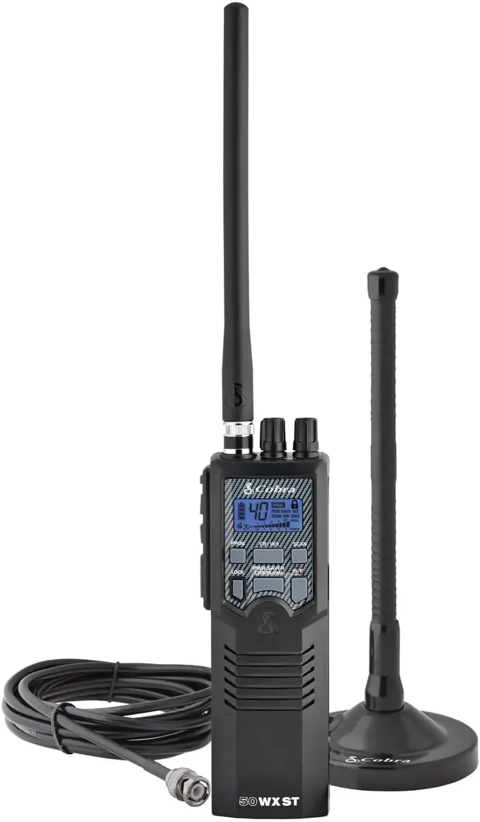 

Handheld Emergency Radio with 40 Channels & NOAA Alerts, Magnet Antenna, Omni Mic, Black