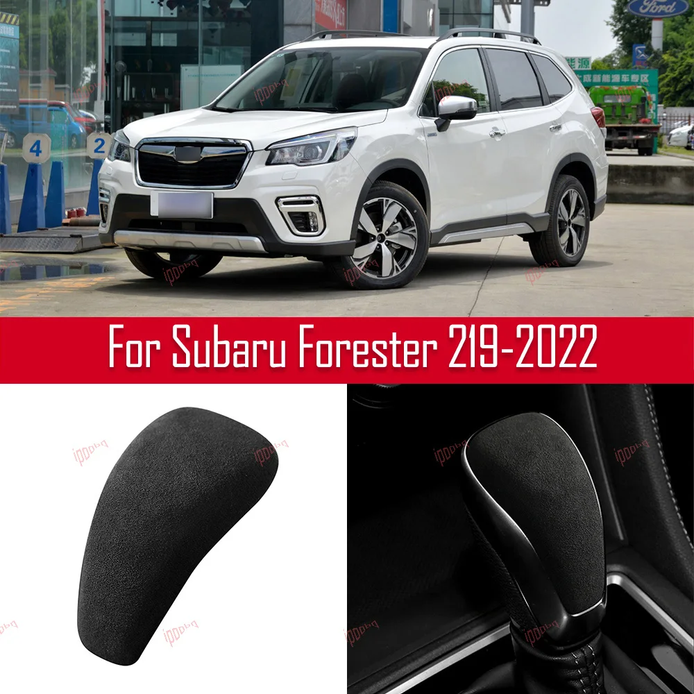

Black Gear Shifter Knob Frame Sticker Cover Interior Head Trim Suede For Subaru Forester 2019-2022