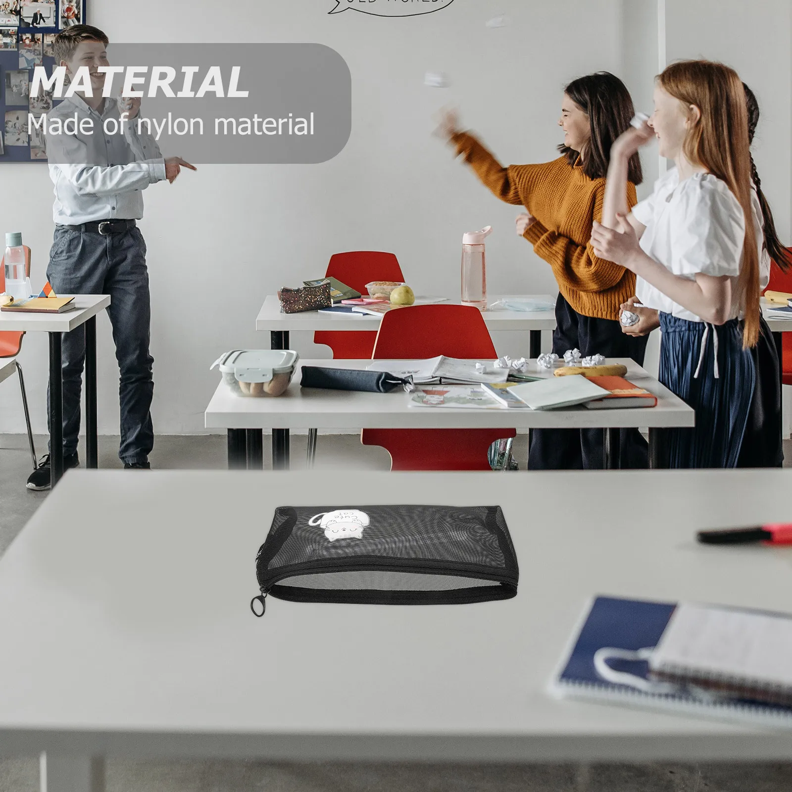 Bolsa de malla para bolígrafos, bolsa de lápices transparente, organizador de papelería para estudiantes, Material Premium, mano de obra fina, regalo de cumpleaños, 1 Uds.