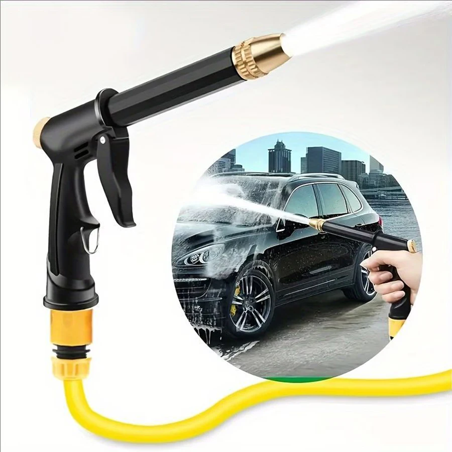1 Set of Yellow Garden Water Pipes,Soft And Wear-Resistant Pipes,High-Pressure Adjustable Water Gun,5-30m Can Be Selected
