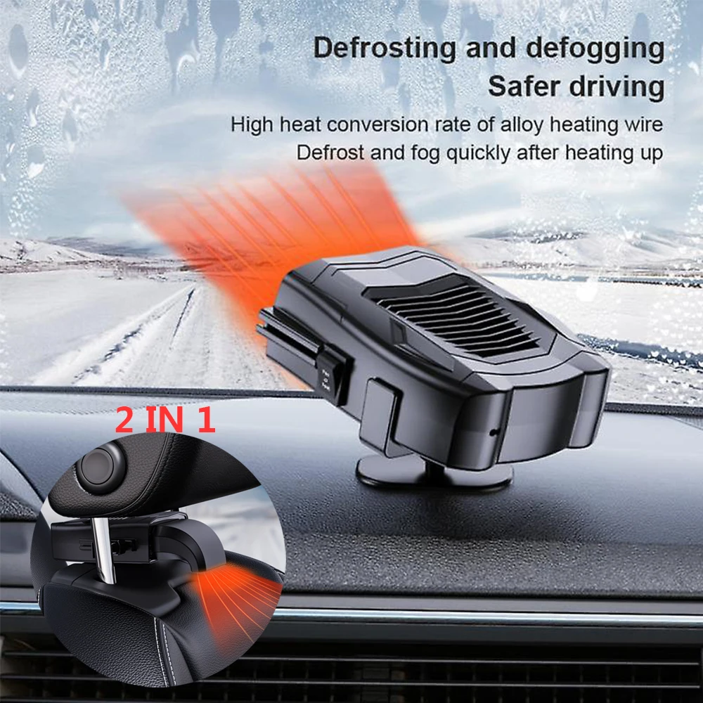 Car Heater Air Cooler Fan Demister Defroster 12V Heating Defrosting Tool Easily Installation Personal Car Elements