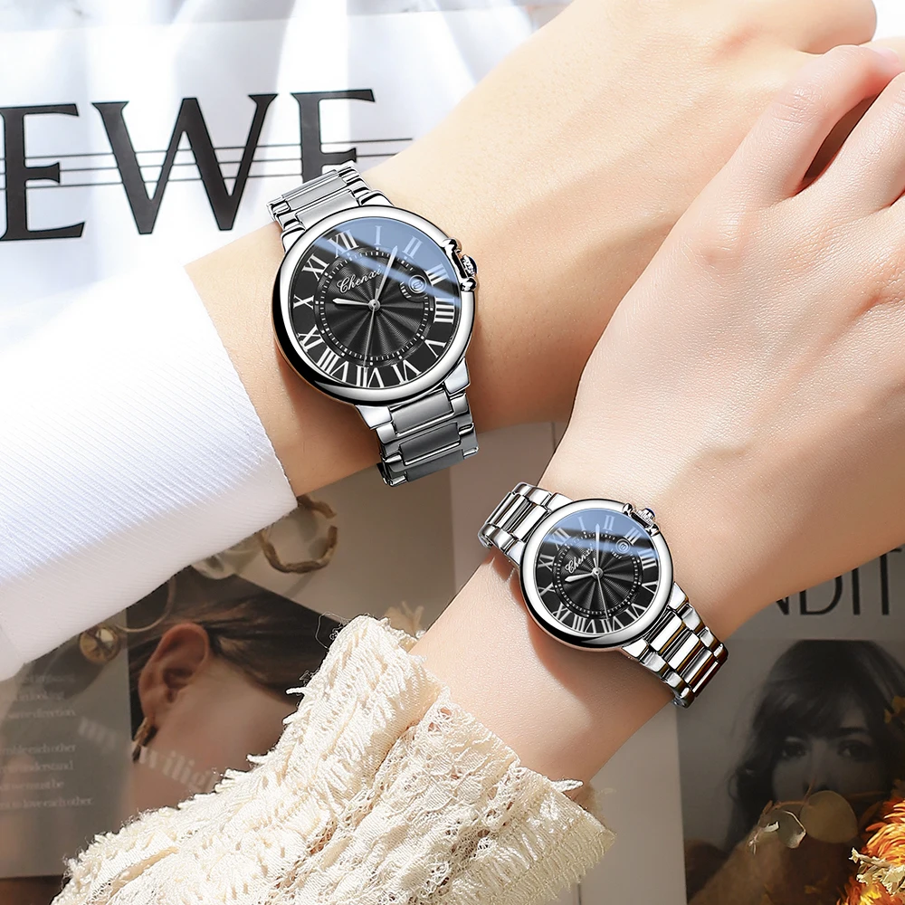 CHENXI Couple Luxury Quartz Wristwatch Stainless Steel Waterproof Luminous Elegant Watch Valentine Gift for Men and Women - view 2