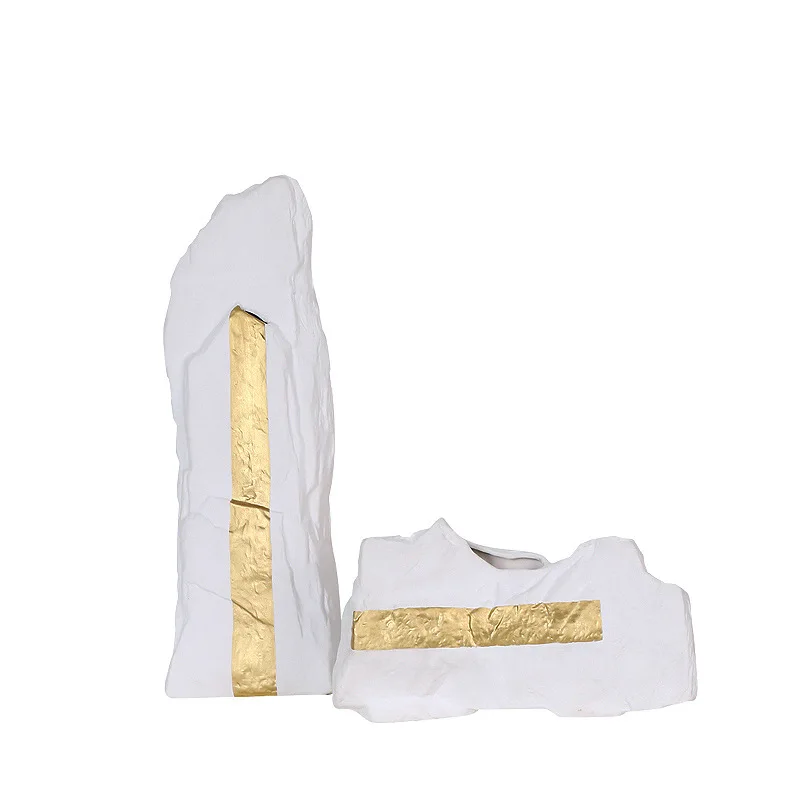 

New Chinese-style simple ceramic mountain stone vase, living room study model room, home jewelry ornament