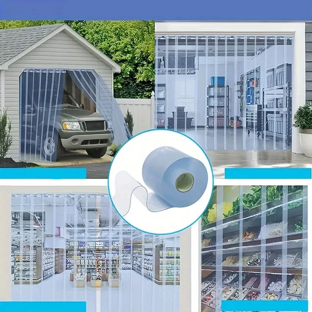 Door Strip Curtain PVC Transparent 18cm x 2m Windproof for Cooling Retention in Storage Areas Kennels and Garages