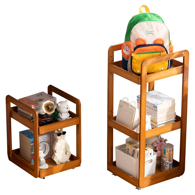 School bag shelf removable trolley book storage rack artifact multi-layer school bag household under table pulley cabinet