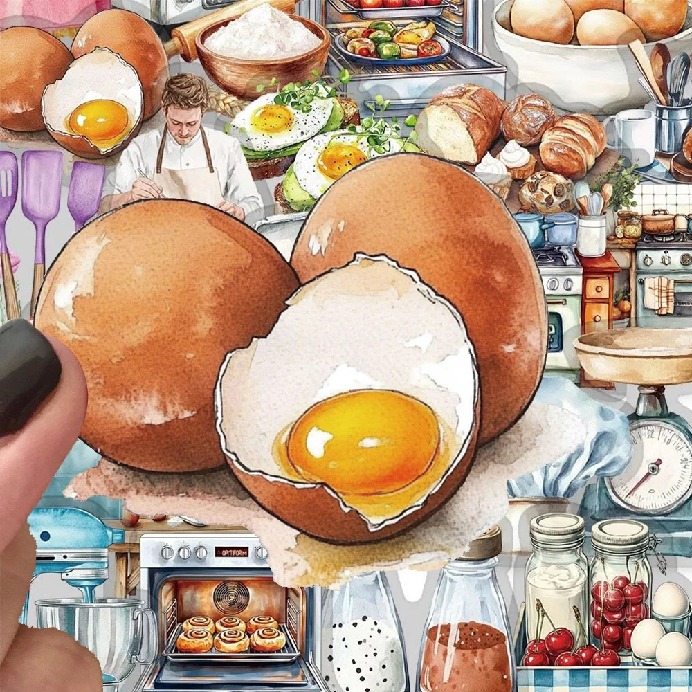 

10/30/50pcs Transparent Baking Theme Stickers Bake Bread Dessert Egg Decals DIY Stationery Phone Suitcase Aesthetic Sticker Pack